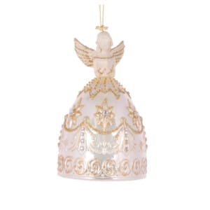 Ivory And Champagne Glass Angel Ornament