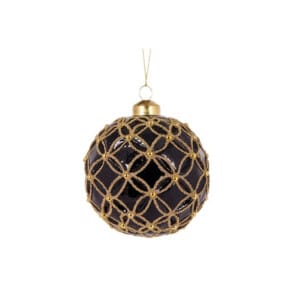 Black And Gold Quilted Pearl Bauble