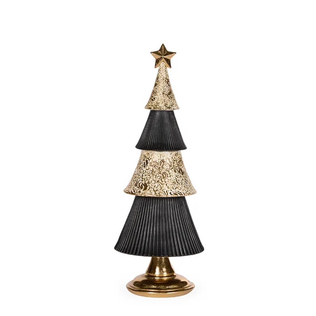 32cm Black And Gold Layered Tree