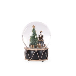 Musical Black And Gold Rocking Horse Snow Globe