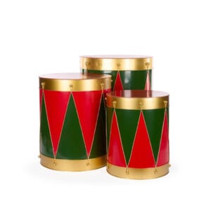 Set/3 Traditional Red And Green Drums