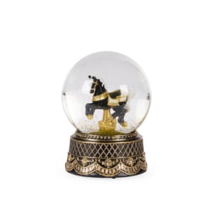 Black And Gold Rocking Horse Snow Globe