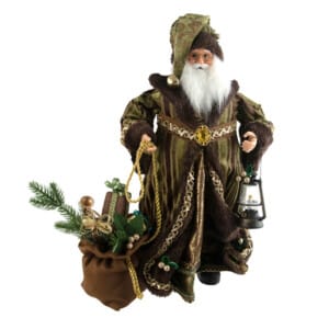 Fabric Santa Sage Gold Brown Sack