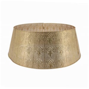 Metal Cut Out Xmas Tree Skirt Gold