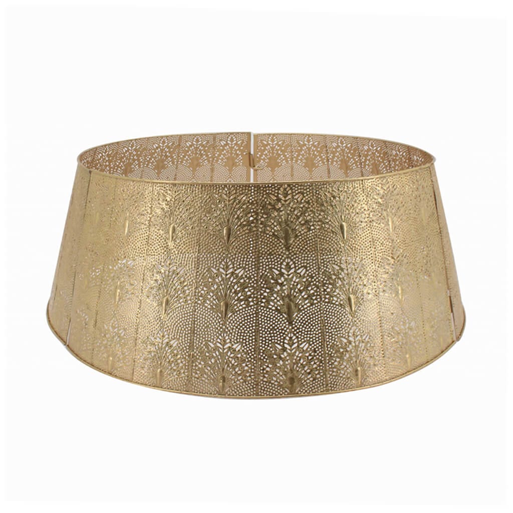 Metal Cut Out Xmas Tree Skirt Gold