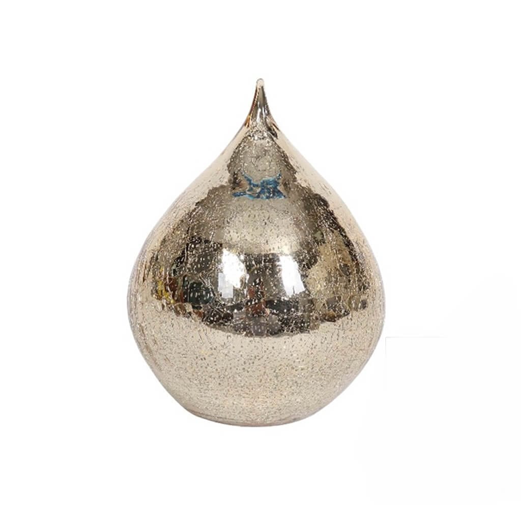 Mercury Glass LED Teardrop Cone Gold Sml