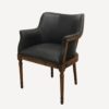 Classic-black-leather-upholstered-dining-chair-with-wooden-legs