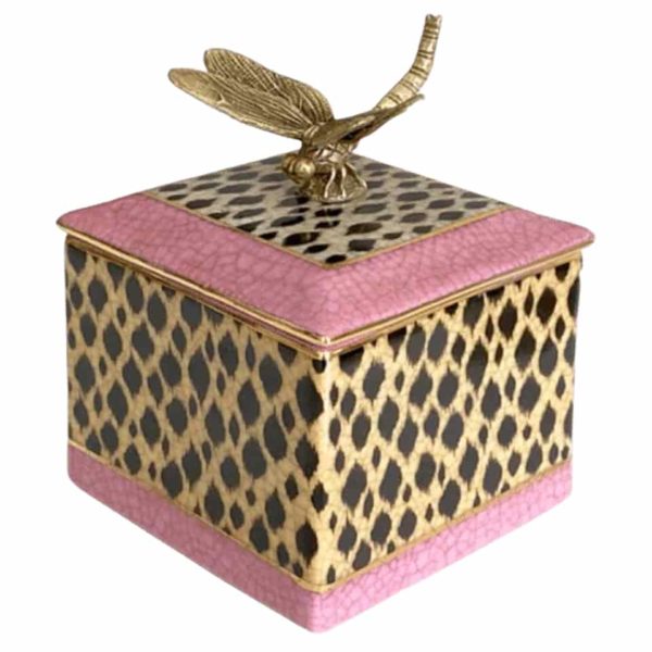 Gold-and-black-leopard-print-box-with-pink-trim-and-golden-dragonfly-ornament